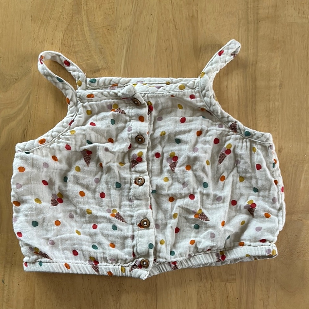 Mini Boden Colorful ice cream Button-Up Crop Top
